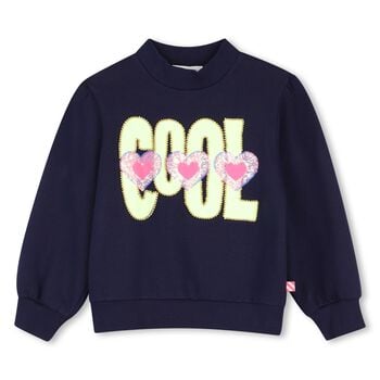 Girls Navy Blue Sequin Heart Sweatshirt