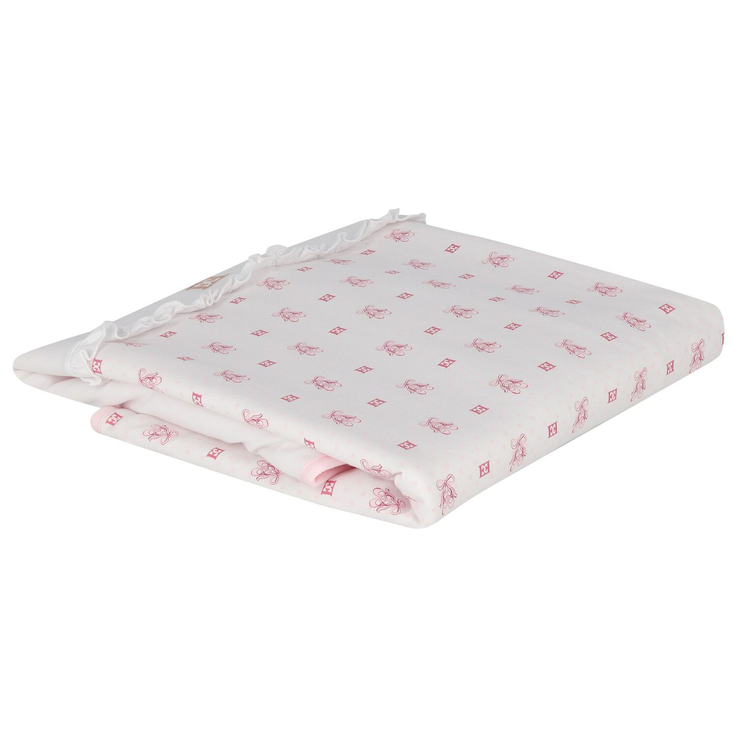 Baby Girls White & Pink Logo Blanket, 1, hi-res