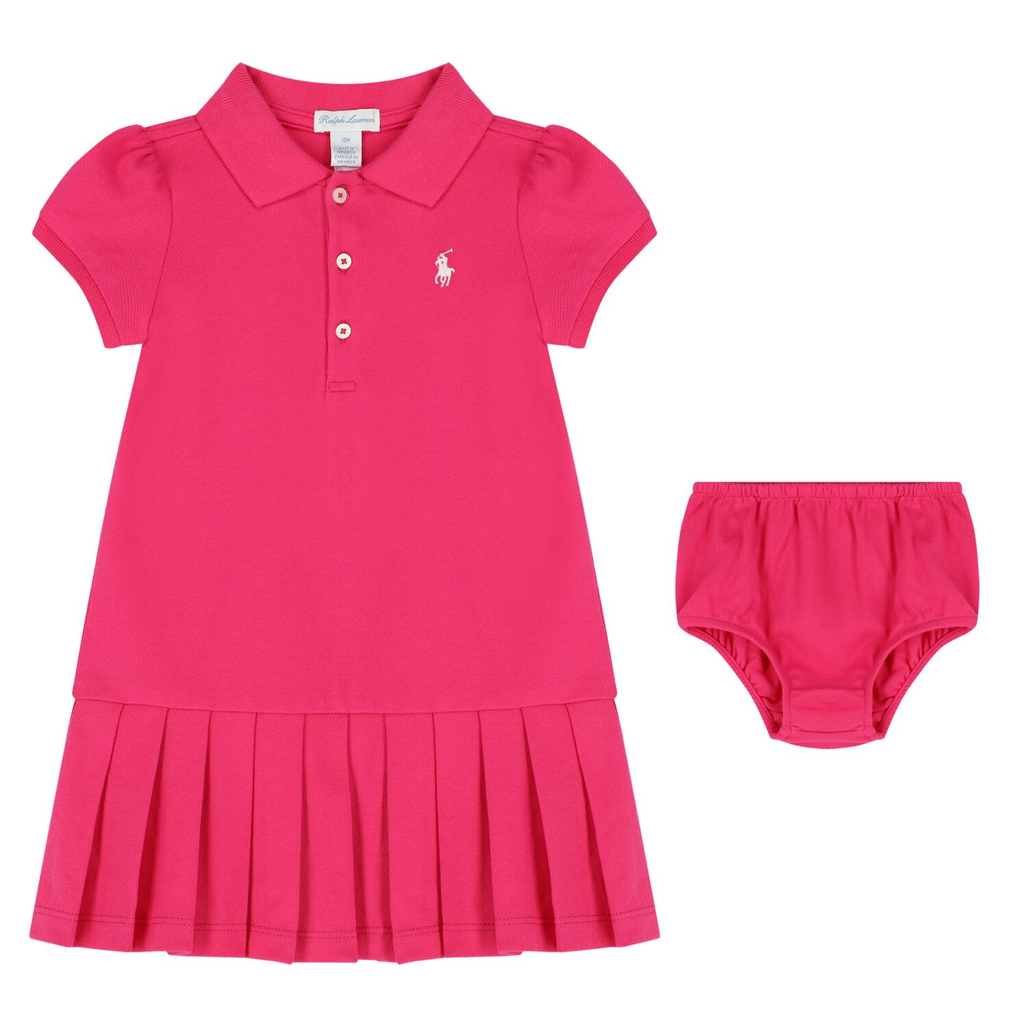 Baby Girls Pink Logo Polo Dress Set, 1, hi-res