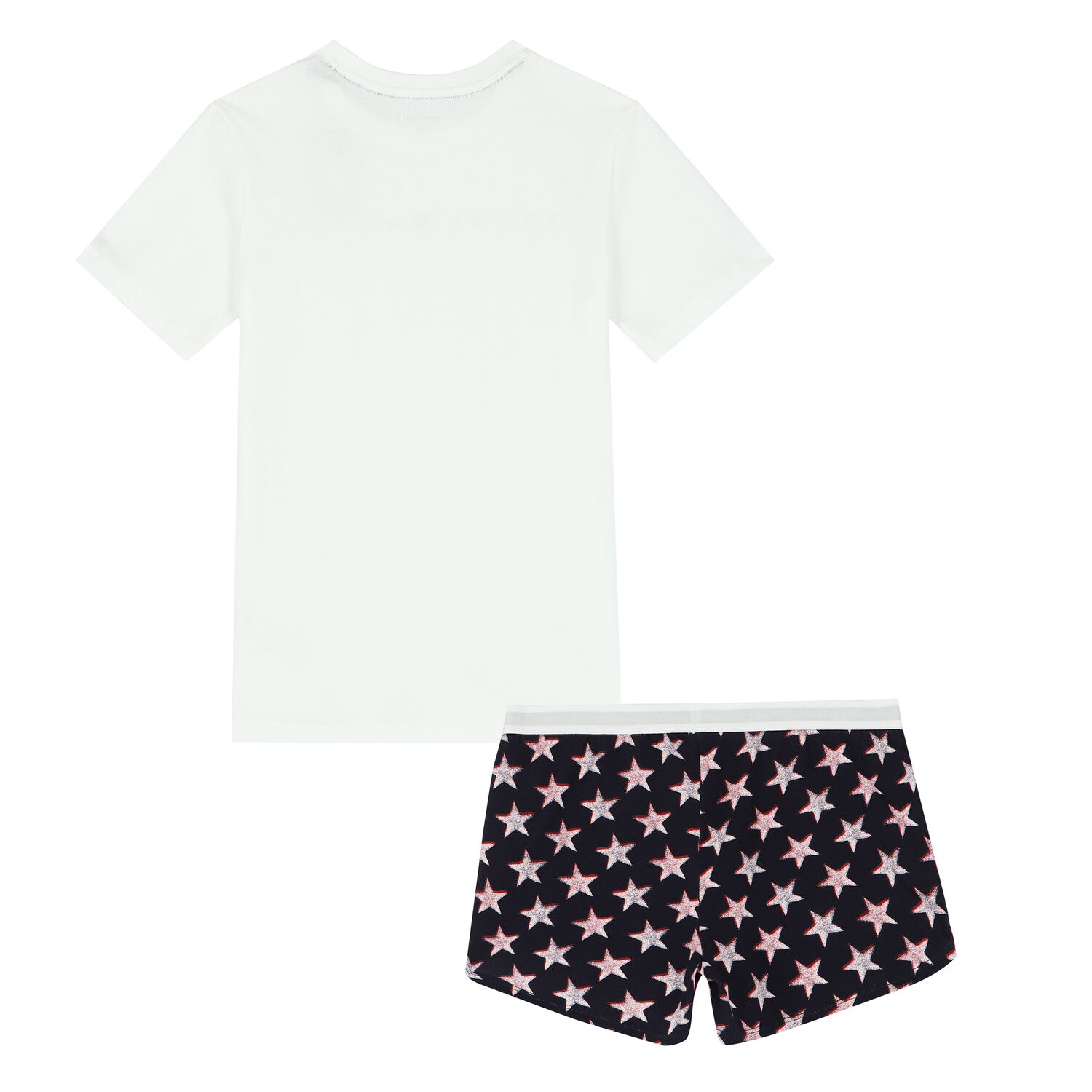 Girls White & Navy Logo Pyjamas, 1, hi-res