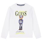 Boys White Teddy Bear Logo Sweatshirt, 1, hi-res