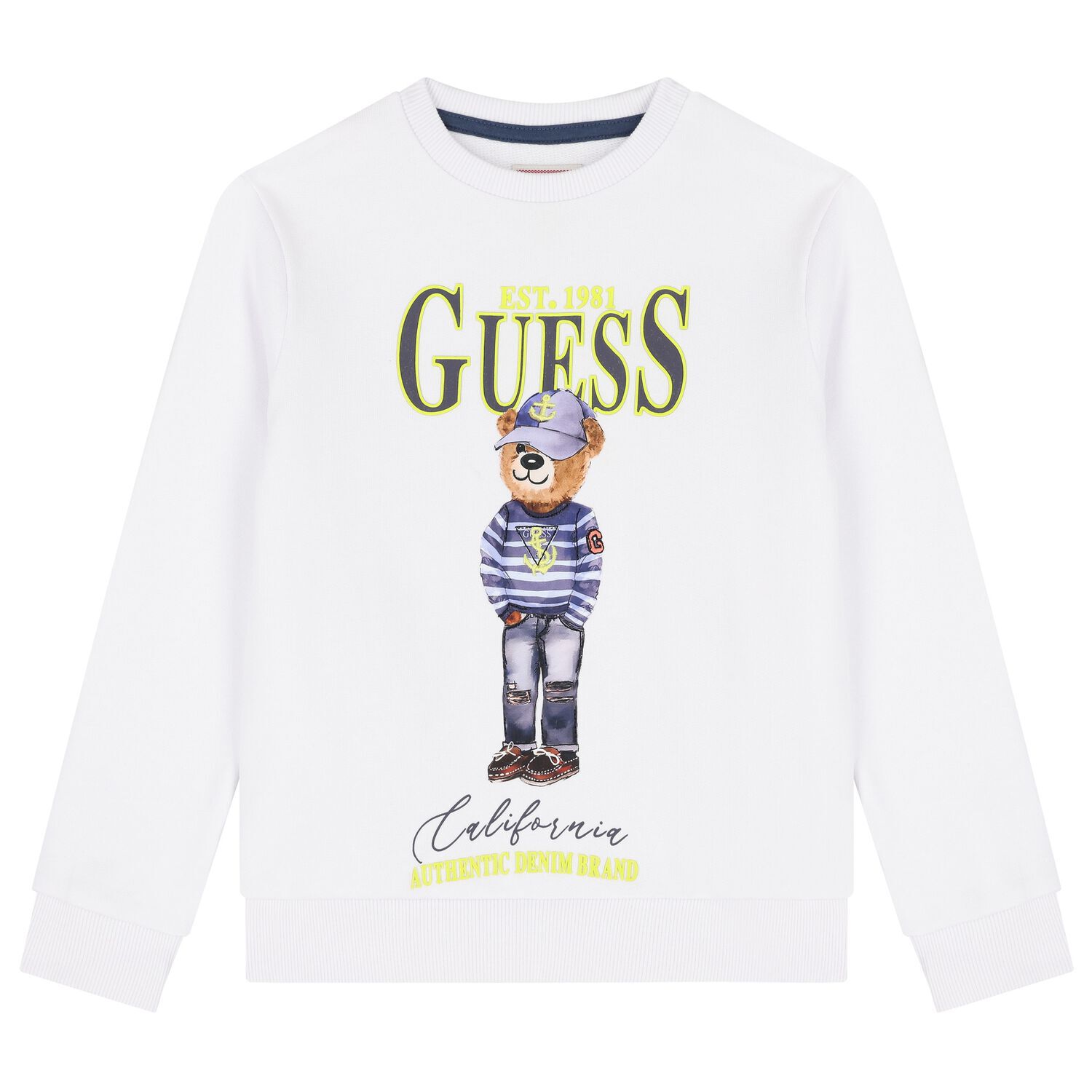 Boys White Teddy Bear Logo Sweatshirt, 1, hi-res image number null
