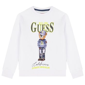 Boys White Teddy Bear Logo Sweatshirt