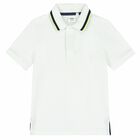Boys Smart White Logo Polo Shirt, 1, hi-res