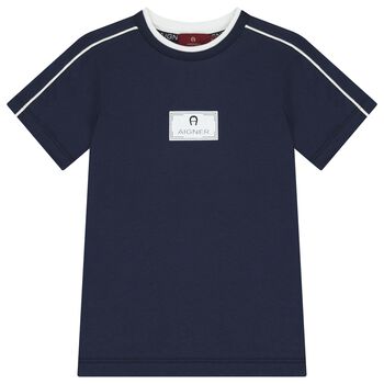 Boys Navy Blue Logo T-Shirt