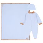 Baby Boys Blue & Beige Geo Map Babygrow Gift Set, 1, hi-res
