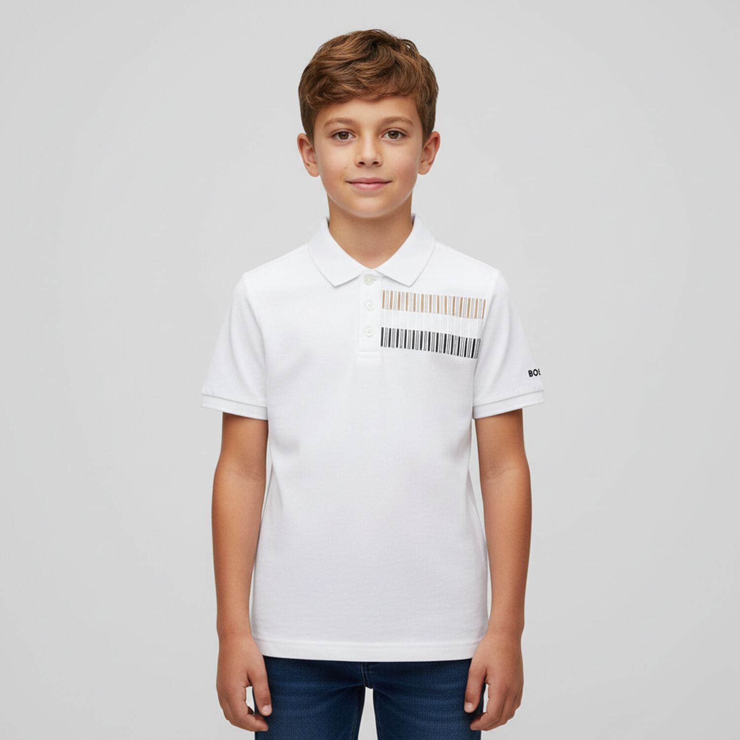 Boys White Logo Polo Shirt, 2, hi-res image number null