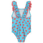Girls Blue Starfish Swimsuit, 1, hi-res