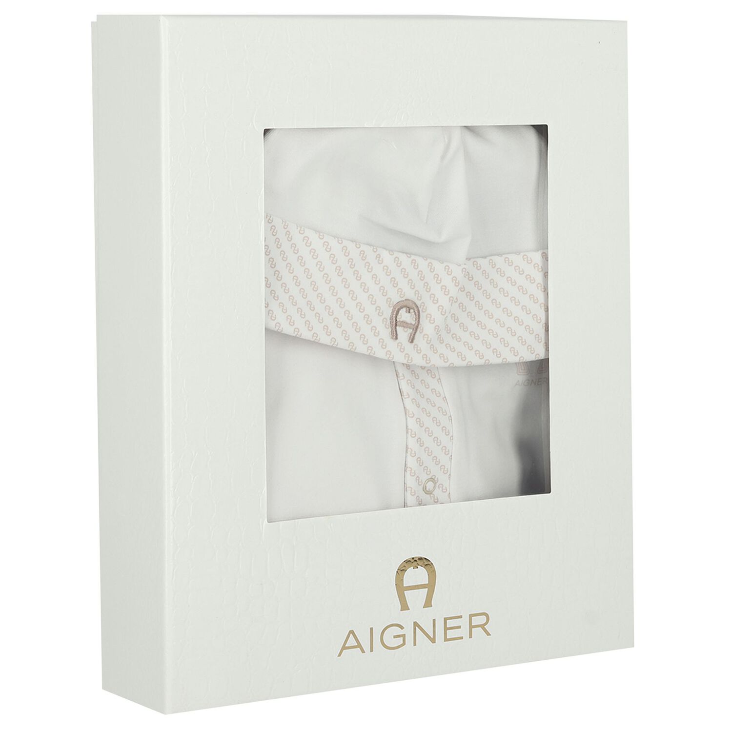 White & Beige Logo Babygrow Gift Set, 1, hi-res