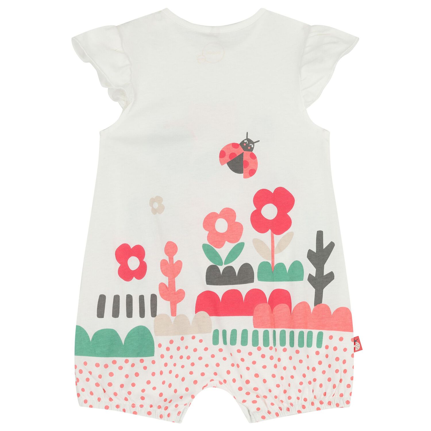 Baby Girls White Ladybug Romper, 1, hi-res