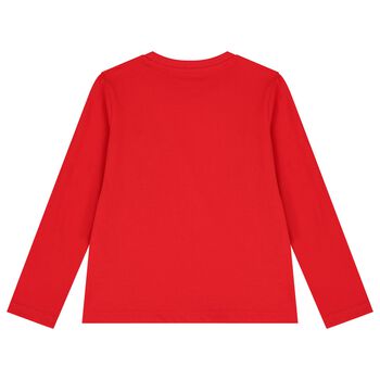 Boys Red Logo Long Sleeve Top