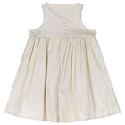 Girls Metallic Gold & White Geo Map Bow Dress, 1, hi-res