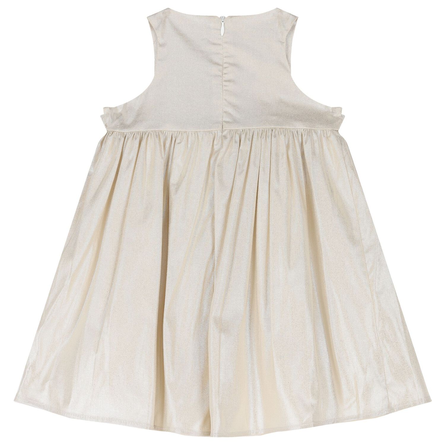 Girls Metallic Gold & White Geo Map Bow Dress, 1, hi-res