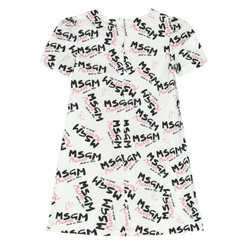 Girls White Logo Dress