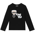 Girls Black Logo Long Sleeve Top, 1, hi-res