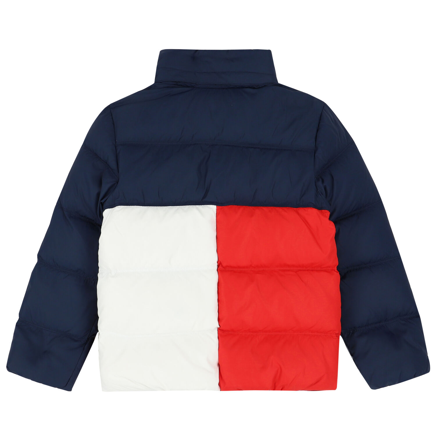 Boys Navy, Red & White Logo Hooded Puffer Jacket, 1, hi-res