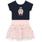 Girls Navy & Pink Logo Tulle Dress Set, 1, hi-res