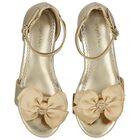 Girls Gold Bow Sandals, 1, hi-res