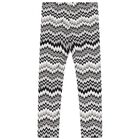 Girls Black & White Zigzag Leggings, 2, hi-res