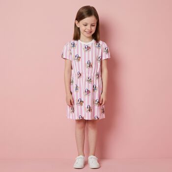 Girls White & Pink Striped Dress
