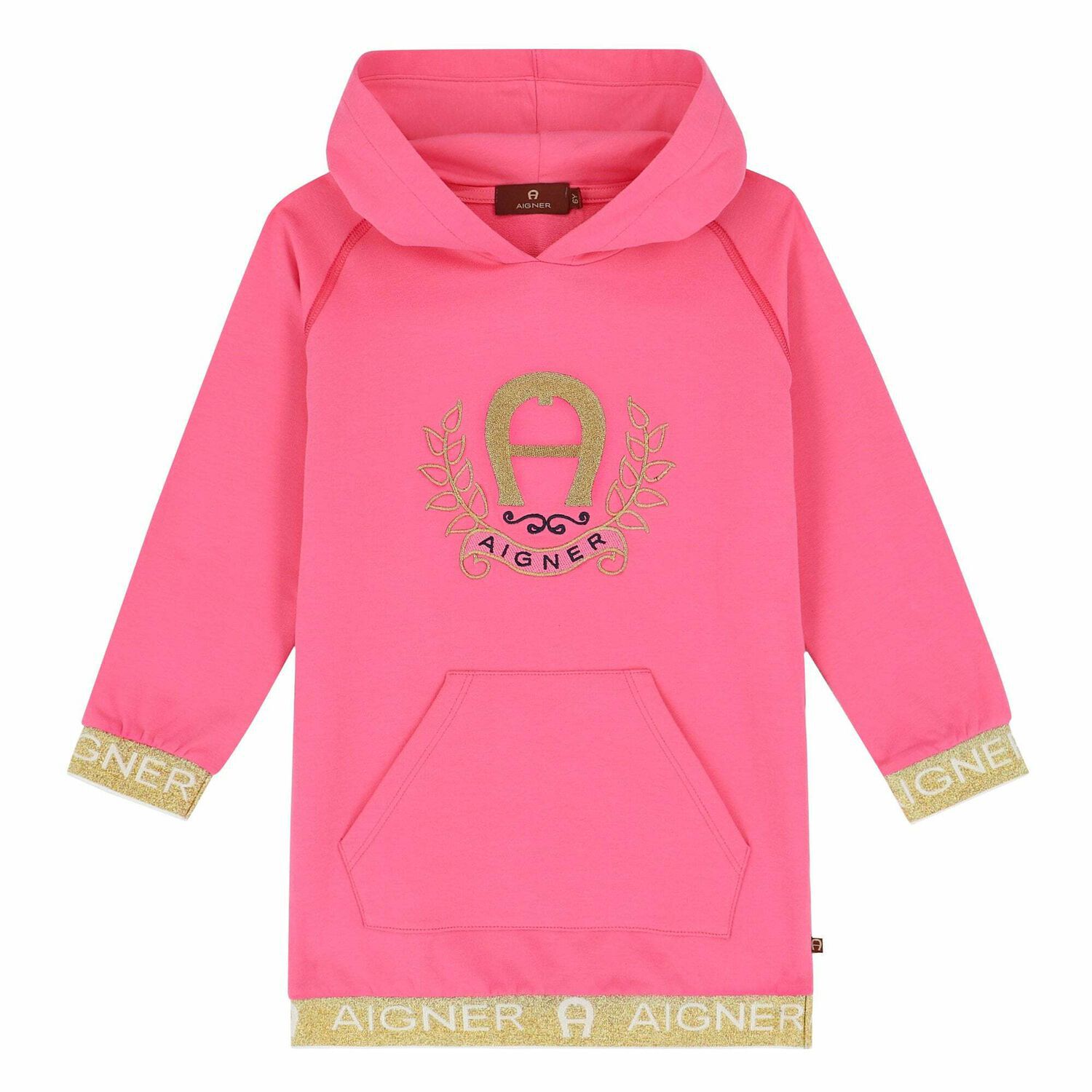 Girls Pink Sweatshirt Dress, 1, hi-res