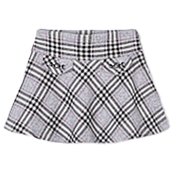 Girls Grey & Pink Check Skirt