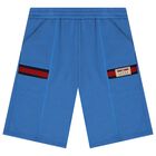 Boys Blue Logo Shorts, 1, hi-res