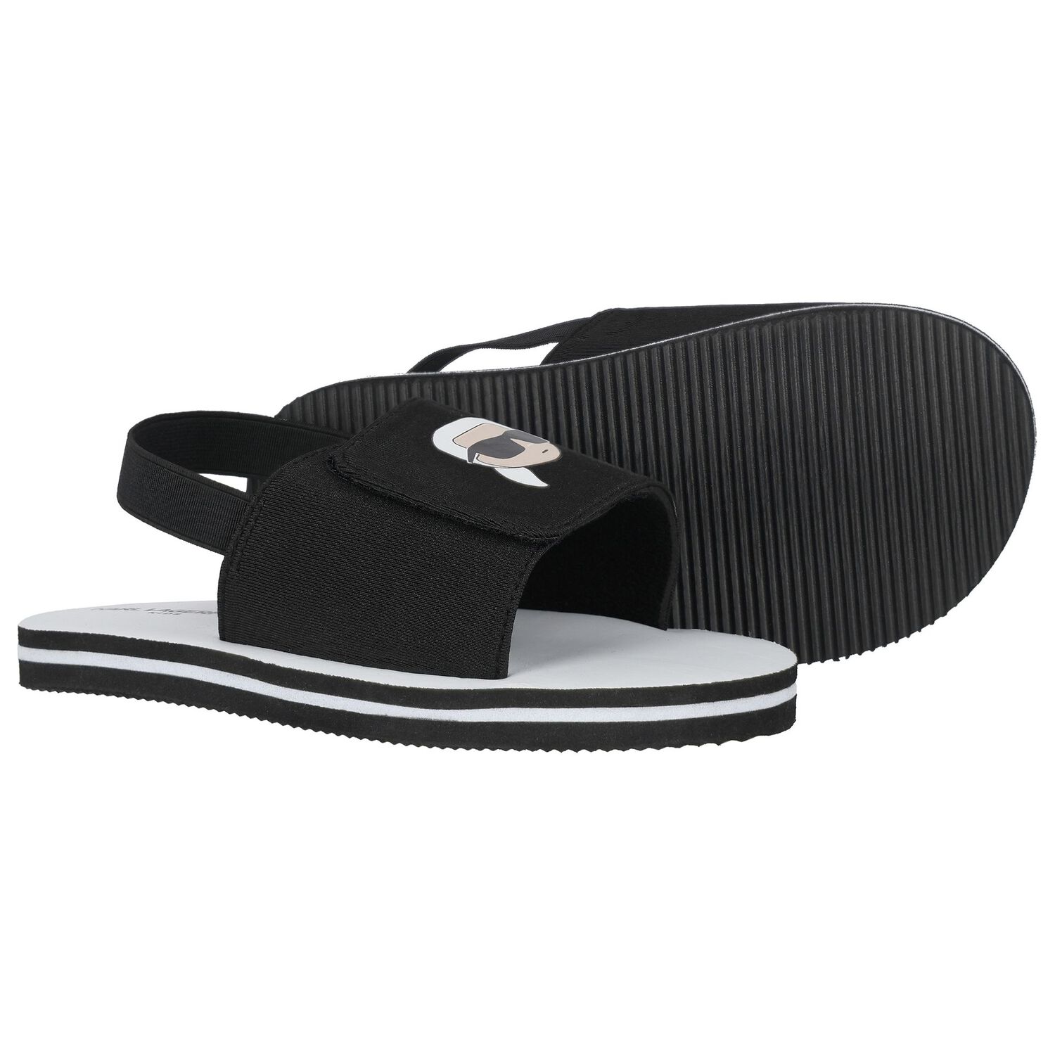 Boys Black & White Logo Ikonik Sandals, 1, hi-res image number null