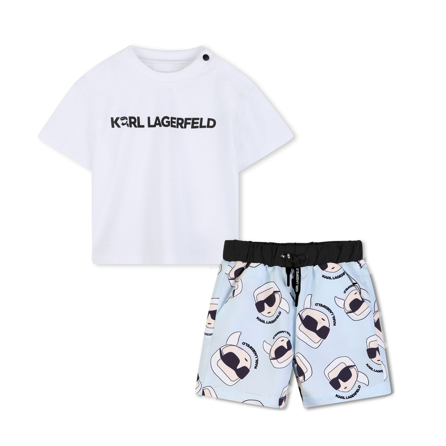 Boys White & Blue Ikonik Swim Shorts Set, 1, hi-res