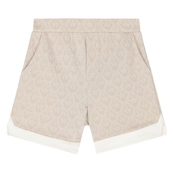 Younger Boys Beige Logo Shorts