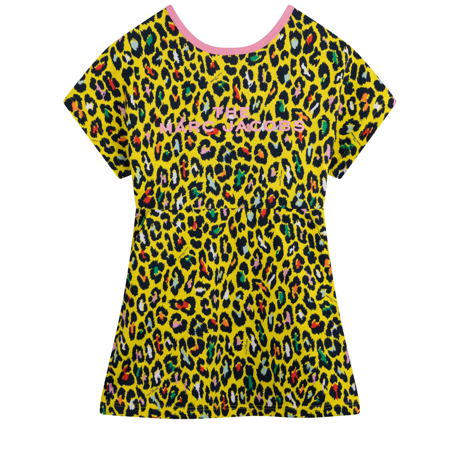 Girls Yellow Cheetah Logo Dress, 1, hi-res
