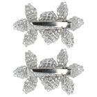 Girls Silver Embellished Flowers Hair Clips ( 2-Pack ), 4, hi-res
