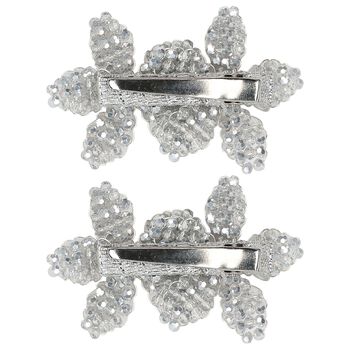 Girls Silver Embellished Flowers Hair Clips ( 2-Pack )