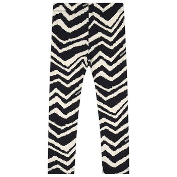 Girls Black & Ivory Zig Zag Leggings