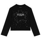 Girls Black Logo Long Sleeve Top, 2, hi-res