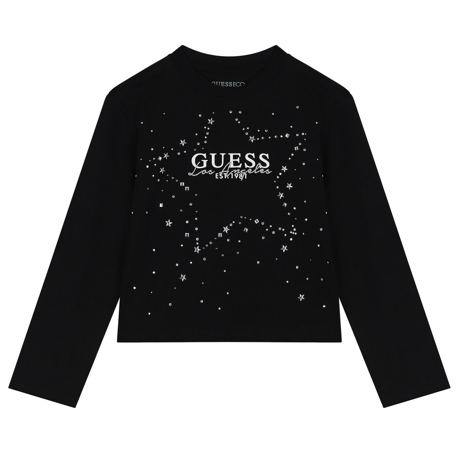 Girls Black Logo Long Sleeve Top, 2, hi-res