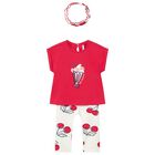 Younger Girls Red & White Cherry Leggings Set, 2, hi-res