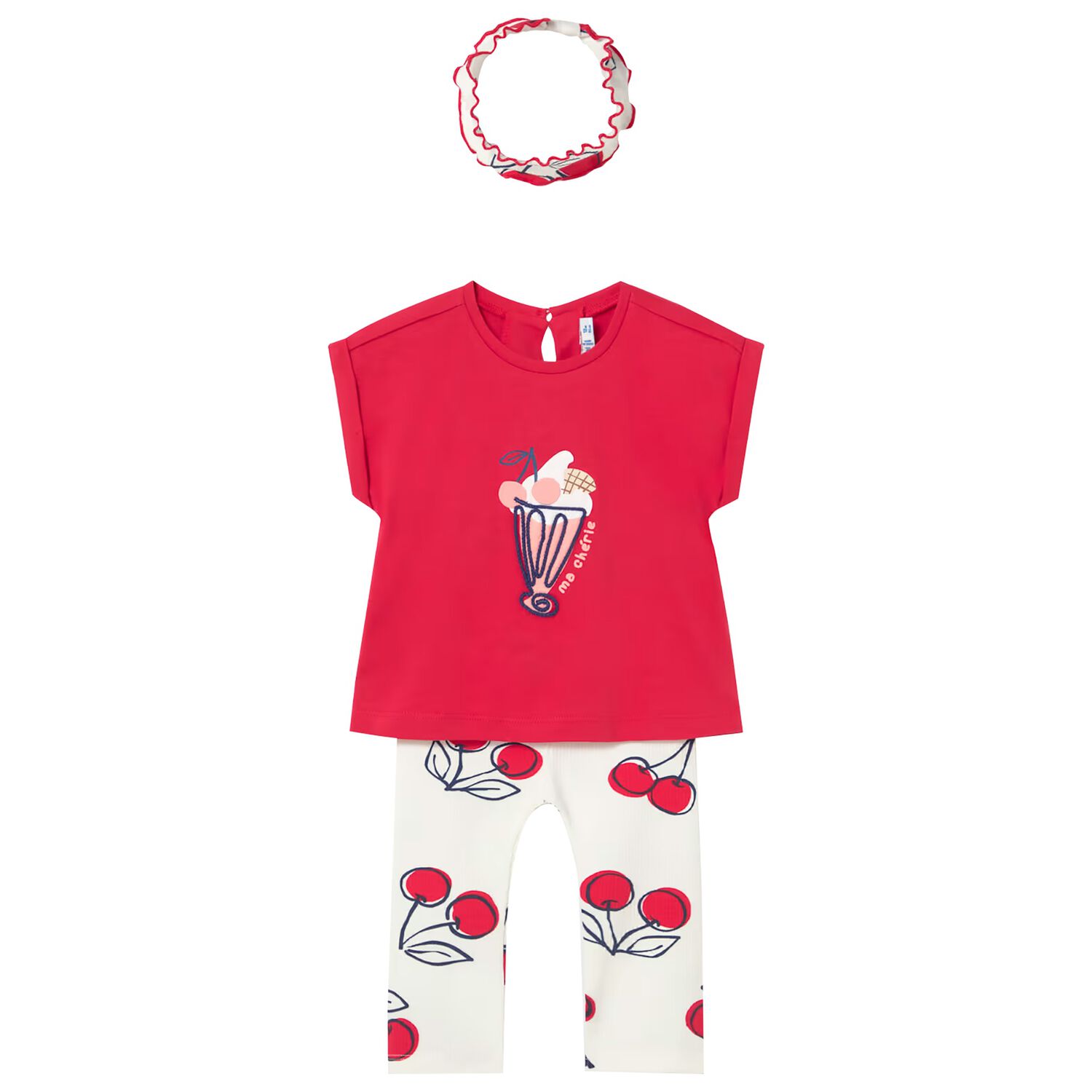 Younger Girls Red & White Cherry Leggings Set, 2, hi-res