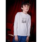 Boys White Long Sleeve Top, 2, hi-res