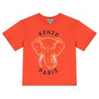 Girls Orange Elephant Logo T-Shirt, 2, hi-res