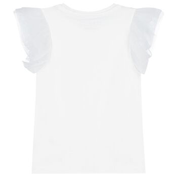 Girls White Logo Tulle T-Shirt