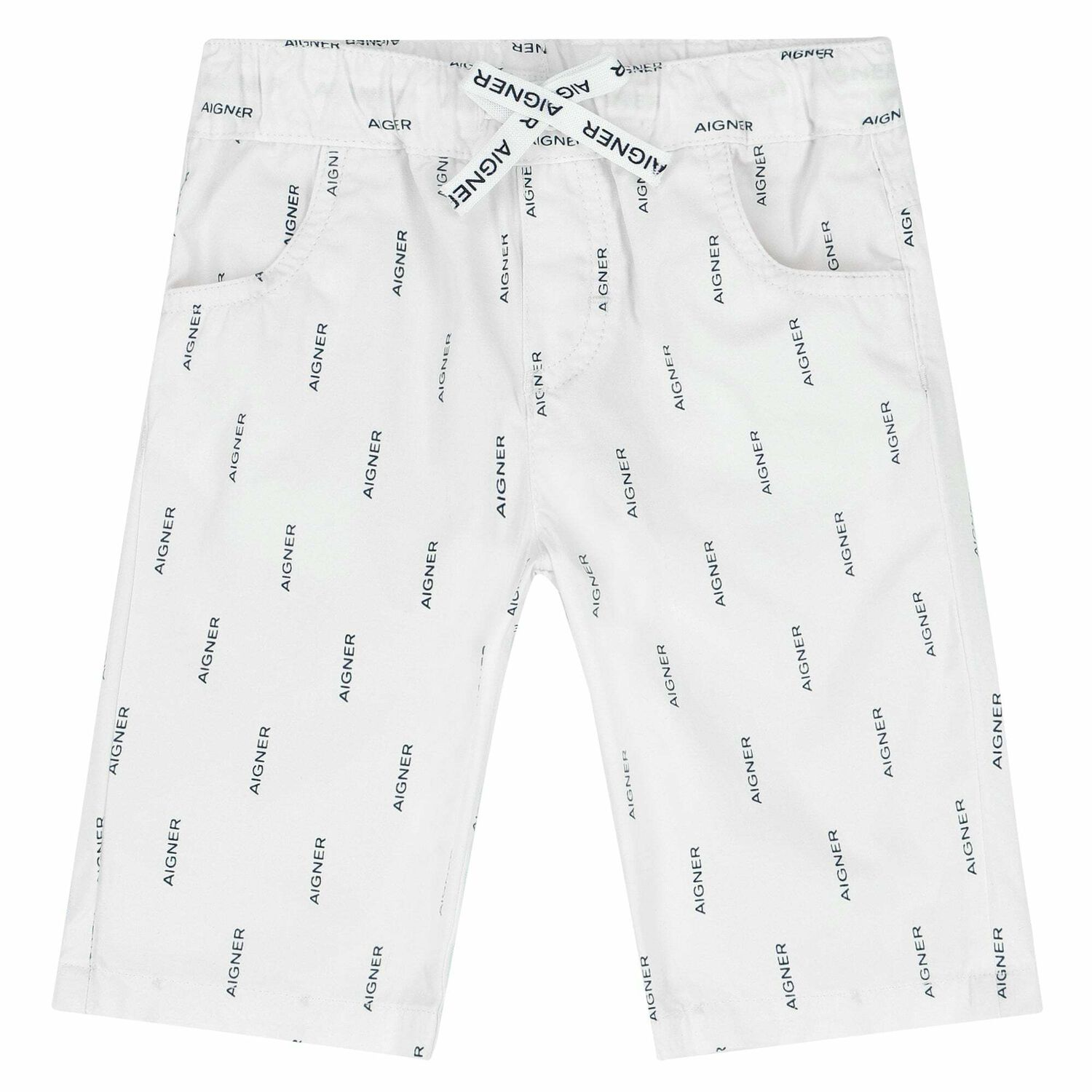 Younger Boys White Logo Shorts, 1, hi-res image number null