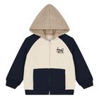 Younger Boys Beige & Navy Blue Tracksuit Set, 3, hi-res