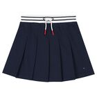 Girls Navy Blue Cotton Skirt, 1, hi-res