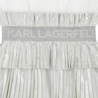 Girls Silver & White Logo Dress, 1, hi-res