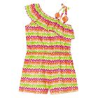 Girls Orange, Pink & Green Zigzag Striped Playsuit, 1, hi-res