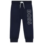 Younger Boys Navy Blue Logo Joggers, 2, hi-res
