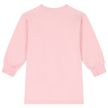 Girls Pink Teddy Bear Logo Swearshirt Dress