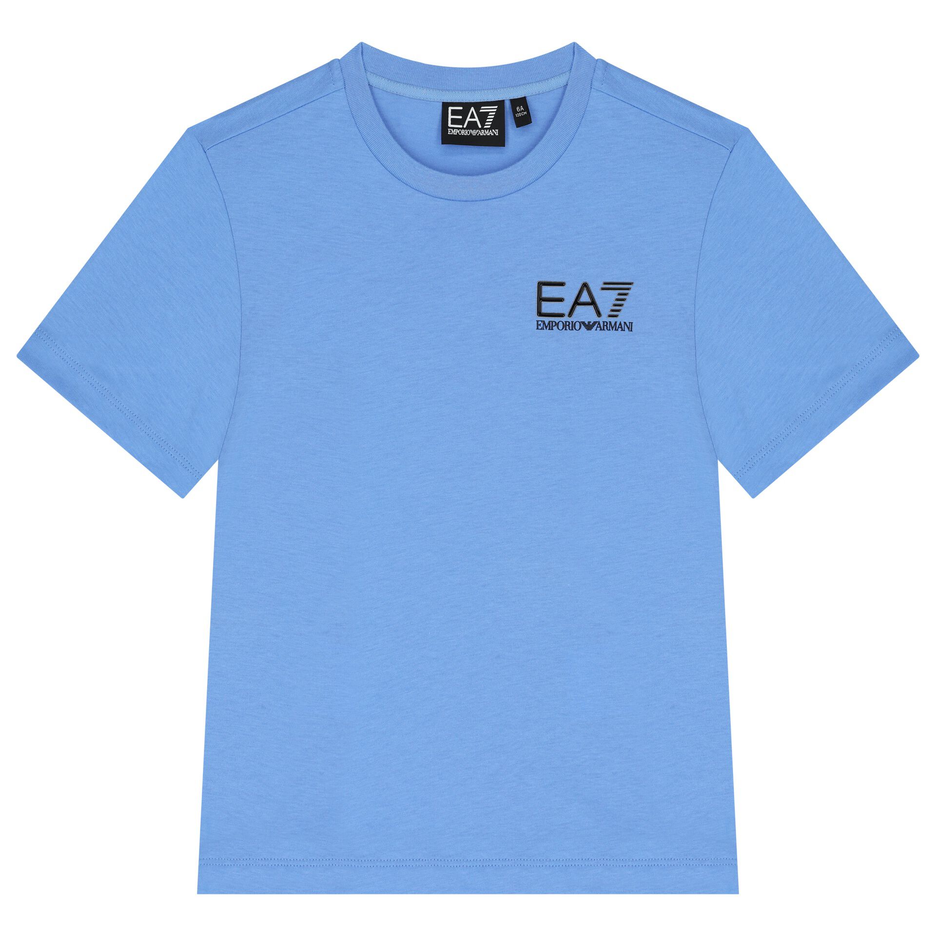EA7 Emporio Armani Boys Blue Logo T Shirt Junior Couture UK