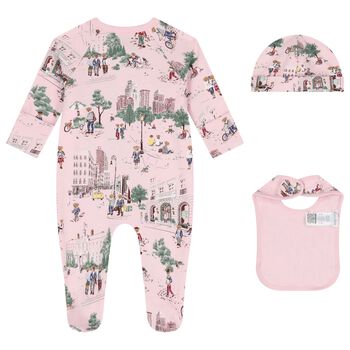 Baby Girls Pink Teddy Bear Babygrow Gift Set